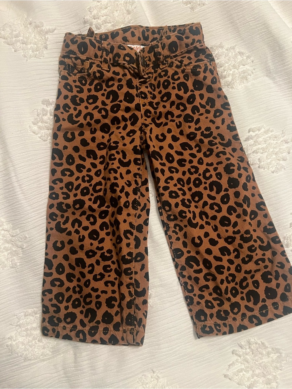 Cat & Jack Brown and Black Leopard Print Pull-On Wide leg Jeans
